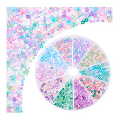 10 Setes 10 Colors Transparent Frosted Glass Round Seed Beads GLAA-PH0003-44B-1