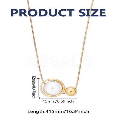 1Pc Stainless Steel ABS Imitation Pearl Round Pendant Necklaces for Women NJEW-LP0002-90-1
