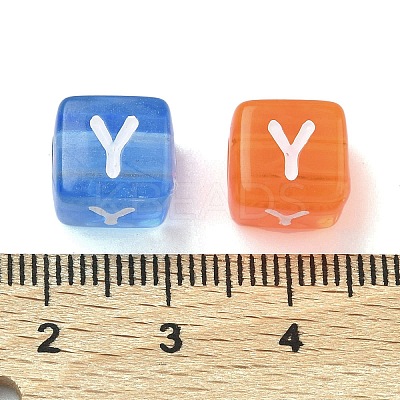 Spray Painted Transparent Acrylic Beads MACR-K365-07Y-1