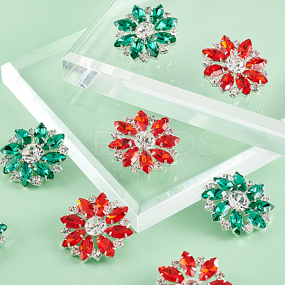 8Pcs 2 Colors 1-Hole Alloy Rhinestone Shank Buttons BUTT-GA0001-16-1