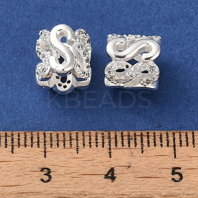 Rack Plating Brass Pave Clear Cubic Zirconia European Beads KK-M285-23S-1