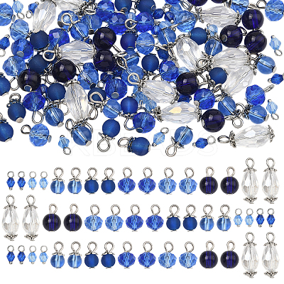 120Pcs 8 Style Glass & Acrylic Pendants PALLOY-SW00079-1