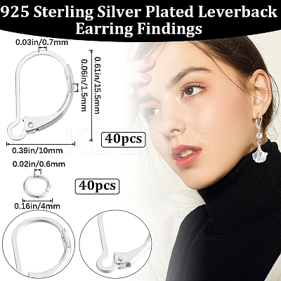 40Pcs Brass Leverback Earring Findings FIND-BBC0003-17-1