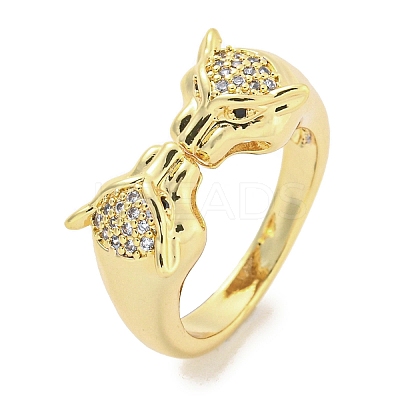 Brass Micro Pave Cubic Zirconia Cuff Rings RJEW-I103-009G-1