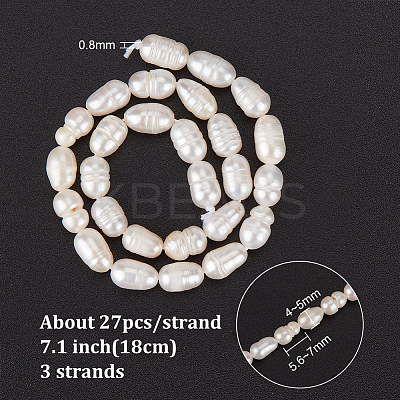 3 Strands Natural Cultured Freshwater Pearl Beads Strands PEAR-NB0002-25-1