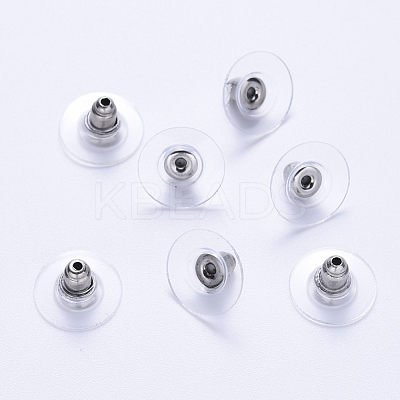 304 Stainless Steel Bullet Clutch Earring Backs X-STAS-S113-003P-1