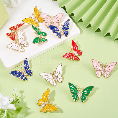 12Pcs 6 Colors Butterfly Enamel Pins JEWB-TA0001-24-1