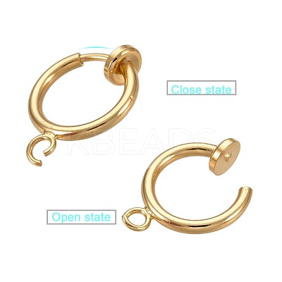 Brass Clip-on Hoop Earring Findings X-KK-P102-01G-1