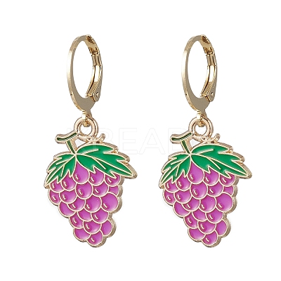 9 Pairs 9 Styles Alloy Enamel Banana Strawberry Grapes Fruit Dangle Leverback Earrings EJEW-JE06557-1