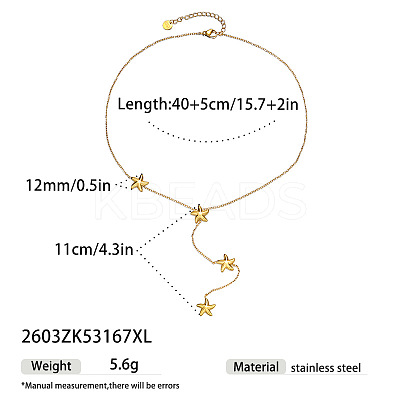 304 Stainless Steel Y Tassel Lariat Necklaces for Women WG3907F-02-1