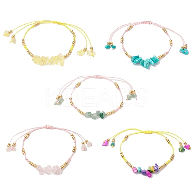Synthetic & Natural Mixed Gemstone Chip & MIYUKI Round Rocailles Beads Braided Bead Bracelets BJEW-MZ00252-1