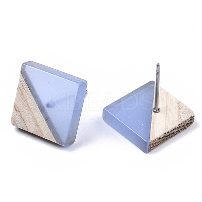 Transparent Resin & Wood Stud Earrings EJEW-N017-005A-A01-1
