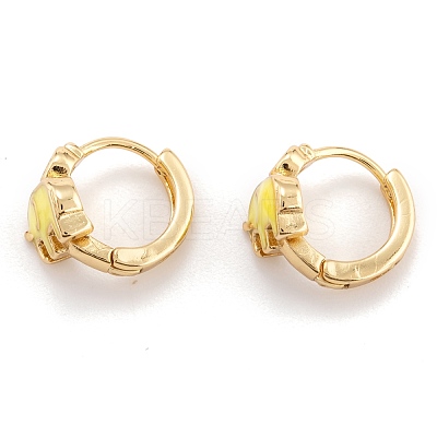 Brass Micro Pave Clear Cubic Zirconia Huggie Hoop Earrings EJEW-P187-D-1