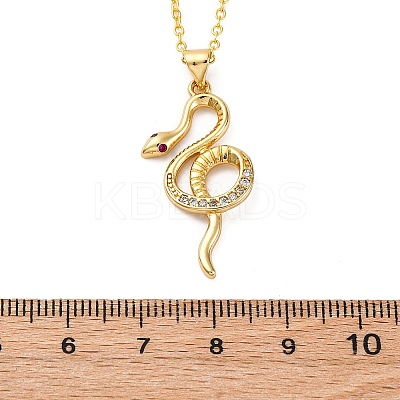 Brass Micro Pave Clear Cubic Zirconia Snake Pendant Necklaces LS-NJEW-S438-02B-G-1