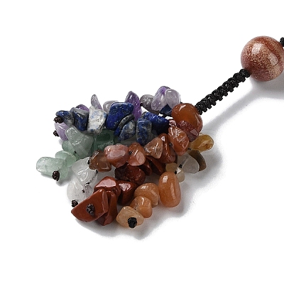 7 Chakra Round Natural Gemstone Pendant Decoration HJEW-H060-02-1