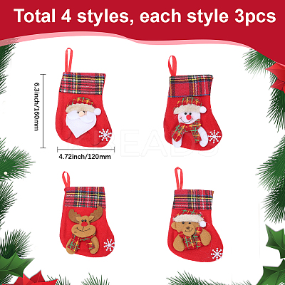 12Pcs 4 Styles Cloth Christmas Stocking Gift Bag Pendant Decoration FIND-SP0020-60C-1
