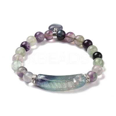 Natural Fluorite Beads Charm Bracelets BJEW-K164-B12-1