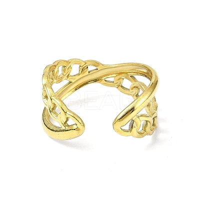 Ion Plating(IP) 304 Stainless Steel Open Cuff Ring RJEW-L109-033G-1