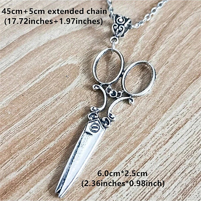 Vintage Alloy Scissors Shaped Pendant Necklaces for Women FS-WG6A66B-01-1