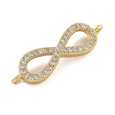 Rack Plating Brass Micro Pave Clear Cubic Zirconia Infinity Connector Charms KK-A234-079G-1