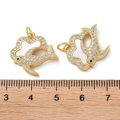 Brass Micro Pave Clear Cubic Zirconia Pendants KK-B083-33A-G-1
