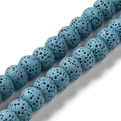 Natural Lava Rock Dyed Beads Strands G-Z036-B01-02-1