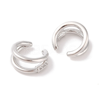 Brass Micro Pave Clear Cubic Zirconia Cuff Earrings for Women EJEW-I305-08P-1