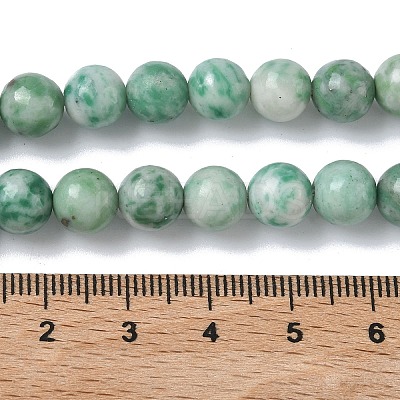 Natural Green Spot Jasper Beads Strands G-L651-A01-8mm-1