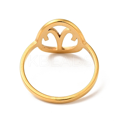 Ion Plating(IP) 201 Stainless Steel Constellations Aries Finger Ring for Women RJEW-G266-29G-1