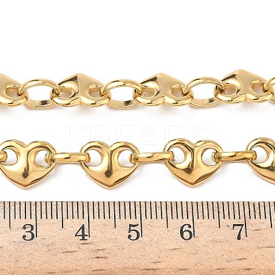 304 Stainless Steel Heart Links Chains Pendant Necklaces for Women NJEW-B150-02G-1
