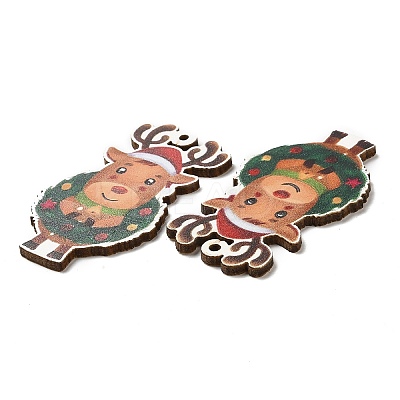 Single Face Christmas Printed Wood Big Pendants WOOD-D025-34-1