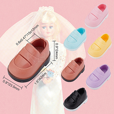 6 Pairs 6 Colors Plastic Doll Shoes AJEW-OC0004-40-1