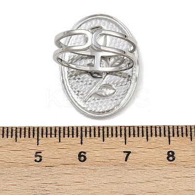 Oval with Rose Pattern 304 Stainless Steel Enamel Finger Rings for Women RJEW-G355-10P-02-1