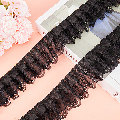3-Layer Pleated Chiffon Flower Lace Trim OCOR-GF0003-26A-1