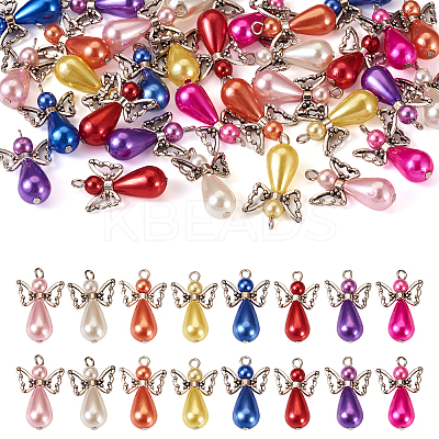 Angel Acrylic Imitation Pearl Pendants PALLOY-TAC0047-1