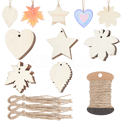 Undyed Wooden Big Pendants WOOD-GF0001-50-1