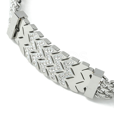 304 Stainless Steel with Cubic Zirconia Bracelet NJEW-Q322-06P-1