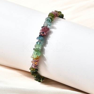 Natural Multicolor Tourmaline Chip Beaded Bracelets for Women BJEW-M110-02-1