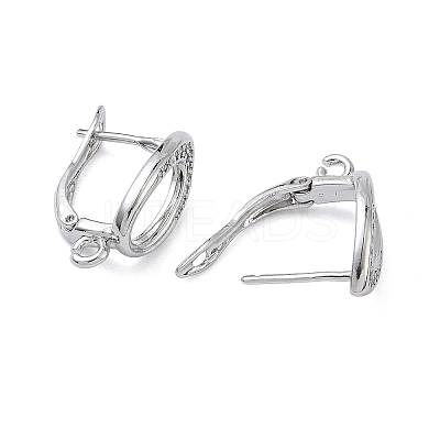Teardrop Teardrop Brass Micro Pave Clear Cubic Zirconia Hoop Earring Findings KK-Z143-08P-1