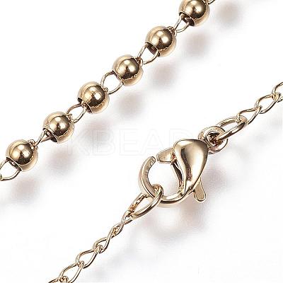 304 Stainless Steel Rosary Bead Necklaces NJEW-D285-40G-1