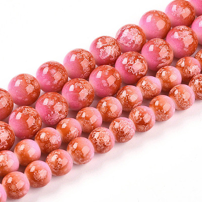 Baking Paint Glass Beads Strands DGLA-N008-8mm-01-1