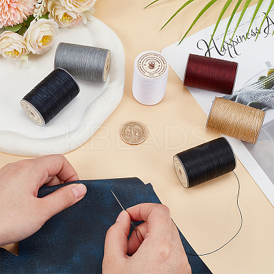 6 Rolls 6 Colors Round Waxed Polyester Thread String YC-OC0001-06-1
