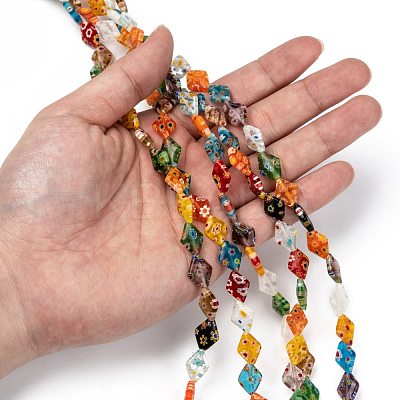 Rhombus Handmade Millefiori Glass Beads X-LK-R004-48-1