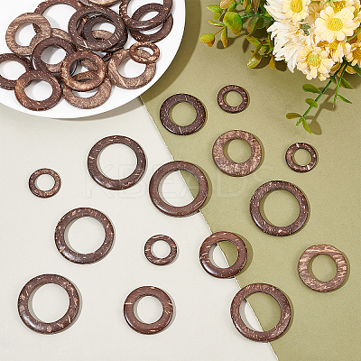 80Pcs 4 Styles Dyed Wood Jewelry Findings Coconut Linking Rings COCO-PH0001-03-1
