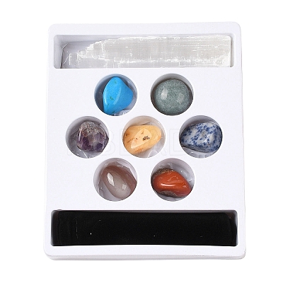 7Pcs Nuggets Chakra Natural & Synthetic Mixed Gemstone Tumbled Polished Stones Collections AJEW-Q152-03-1