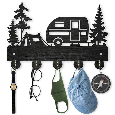 Wood & Iron Wall Mounted Hangers HJEW-WH0055-006-1