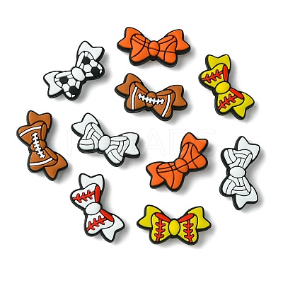 12Pcs 6 Colors Bowknot Food Grade Eco-Friendly Silicone Beads SIL-CJ0002-37-1