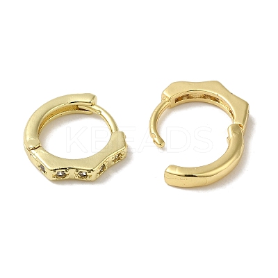 Rack Plating Brass Micro Pave Clear Cubic Zirconia Huggie Hoop Earrings for Women EJEW-C097-13G-01-1