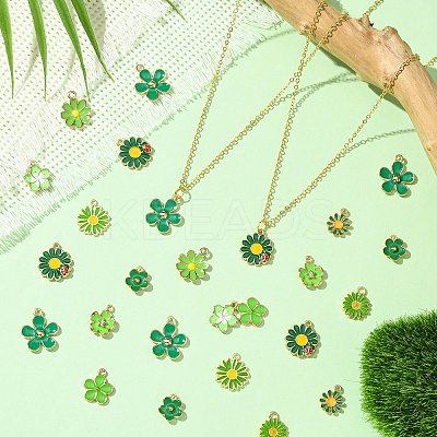 60Pcs 10 Styles Golden Tone Alloy Enamel Pendants FIND-CJ0003-48-1