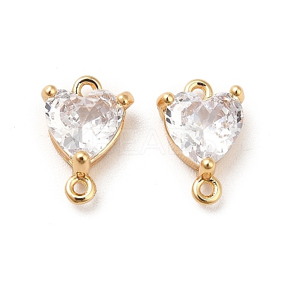 Brass Clear Glass Connector Charms KK-M233-37G-1